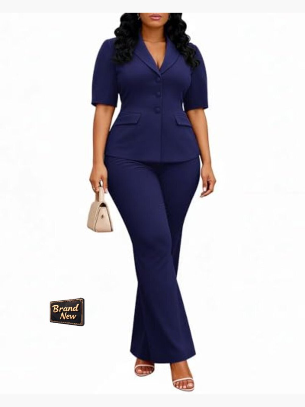 Women's Dressy 2 Piece Blazer Suit Set Business Pantsuit - Picture 5 of 7